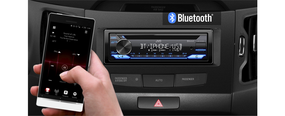 Récepteur d'autoradio CD Bluetooth pour tableau de bord JVC KD-T720BT avec  connexion téléphonique double et compatibilité avec l'application JVC  Remote